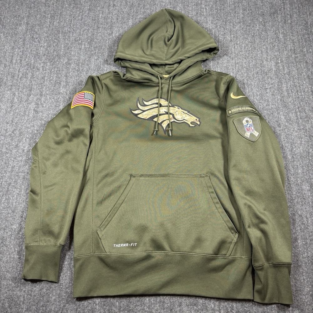Nike Denver Broncos Salute to Service Therma-FIT Hoodie Men's S Olive Green NFL